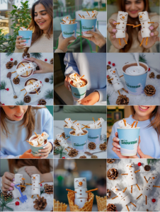 instagram feed layout with snowman aesthetics for the winter drink