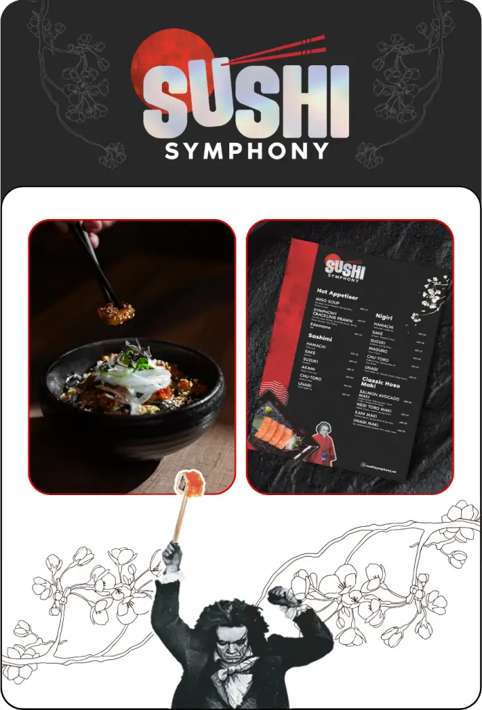 sushi symphony dubai restaurant branding