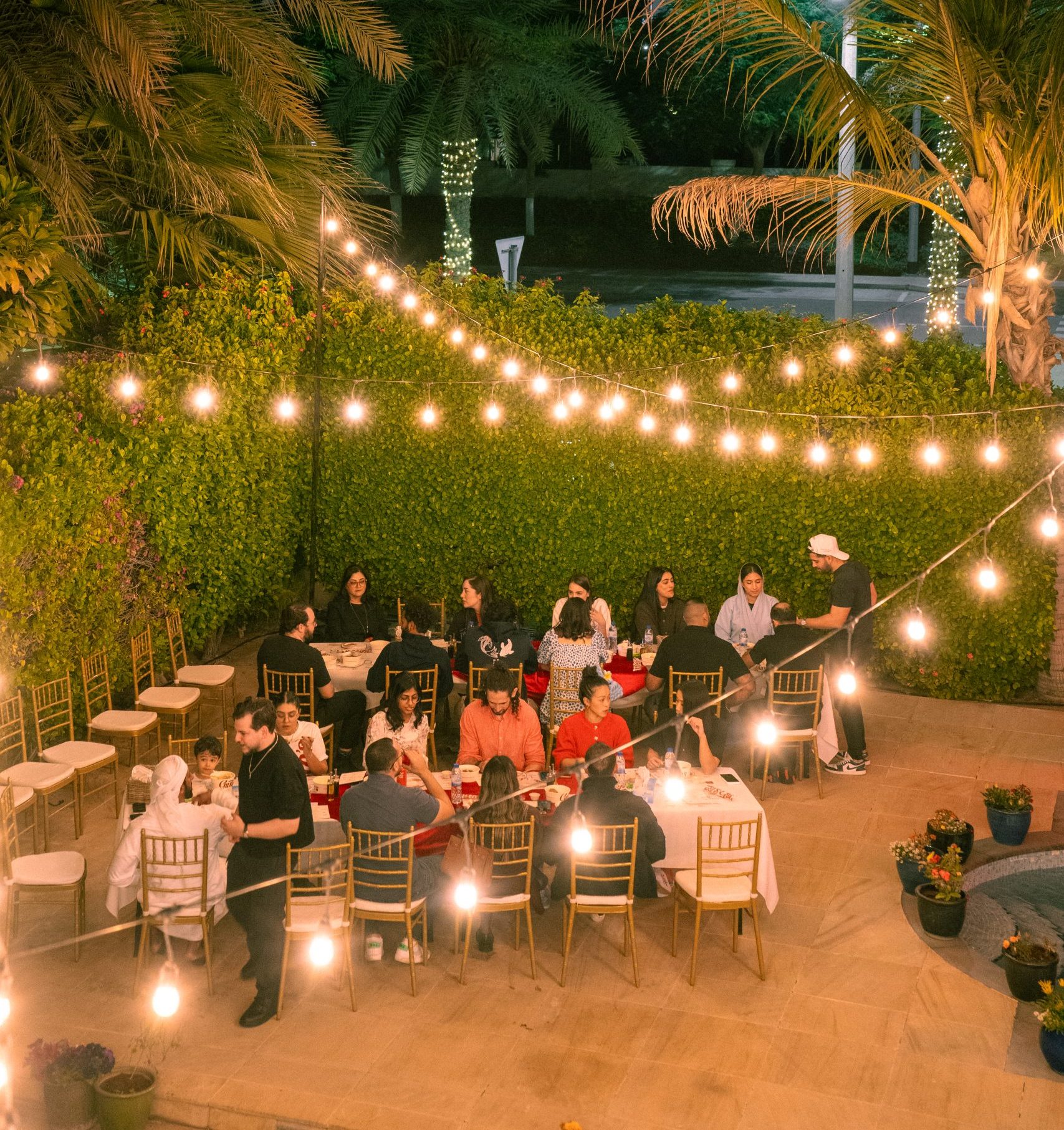 cloud kitchen launch event in client home with nice lights and table setup