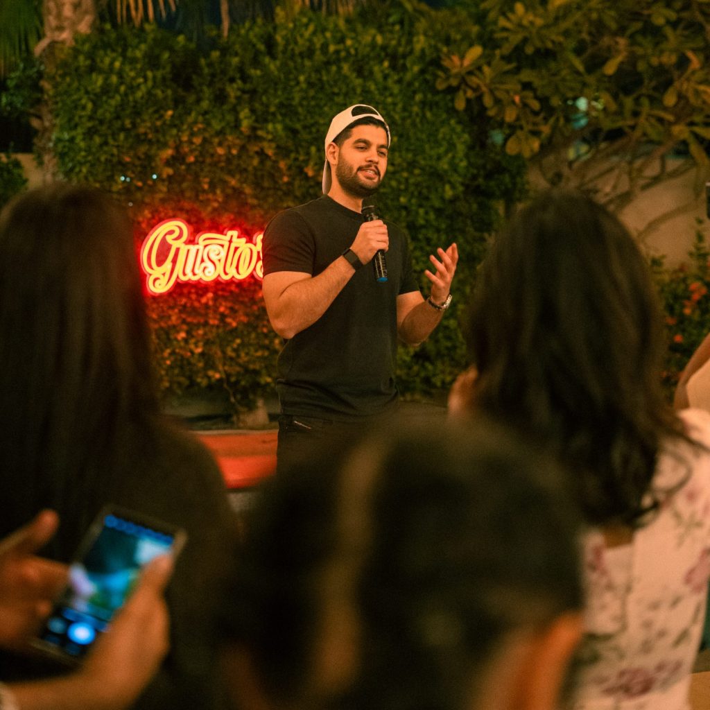 Founder Speaking at a cloud kitchen launch event in Dubai