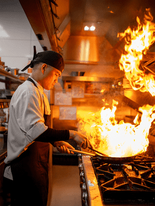 Chef in the kitchen, restaurant content shoot by Donut Media, Dubai