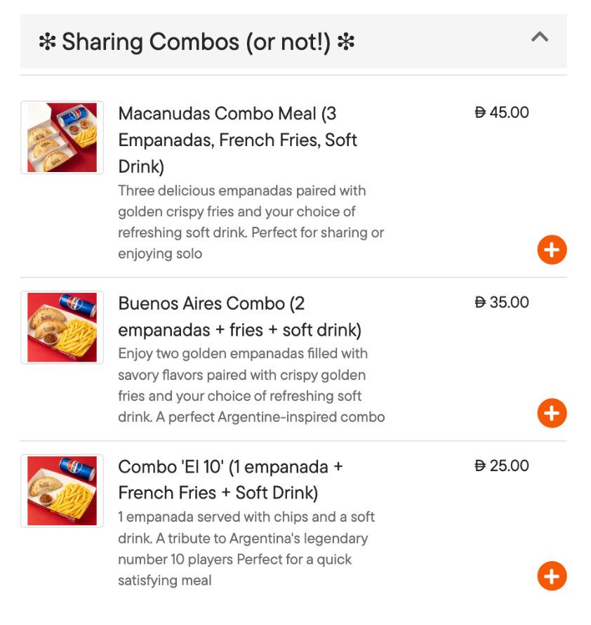 Talabat menu listing optimised by Donut Media