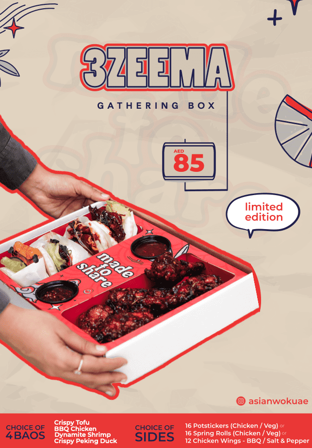 3zeema sharing box sleeve artwork designed by Donut Media for Asian Wok