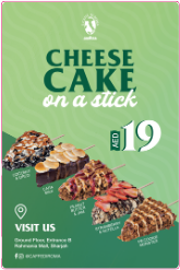 Cheesecake on a stick poster for il Caffe Di Roma in Sharjah
