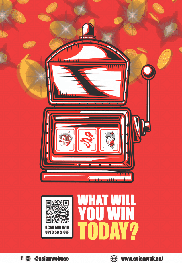 Asian Wok web game flyer with QR code for direct ordering